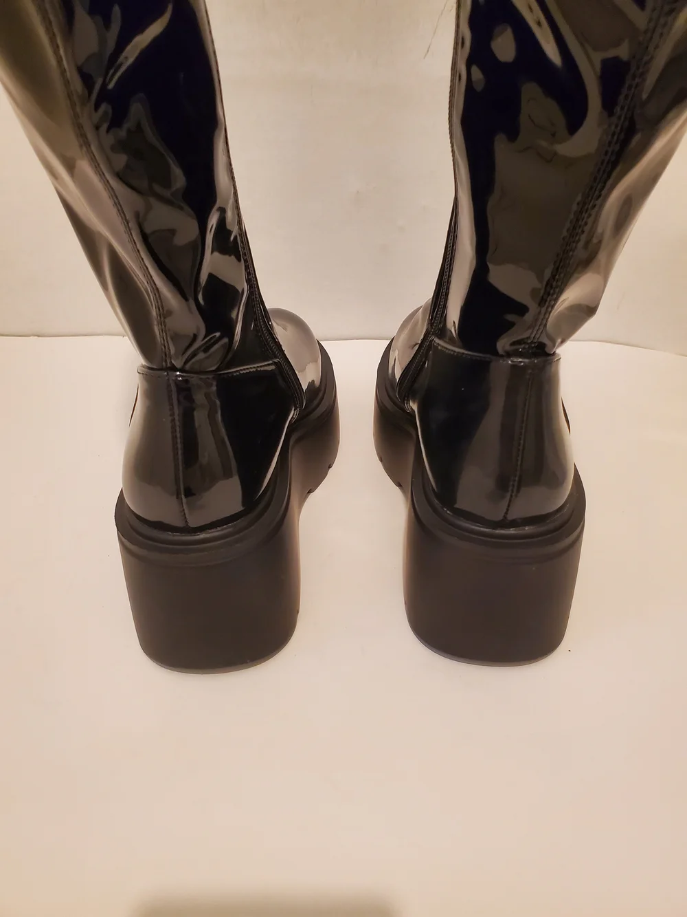 Women’s Black Patent Knee-High Platform Boots